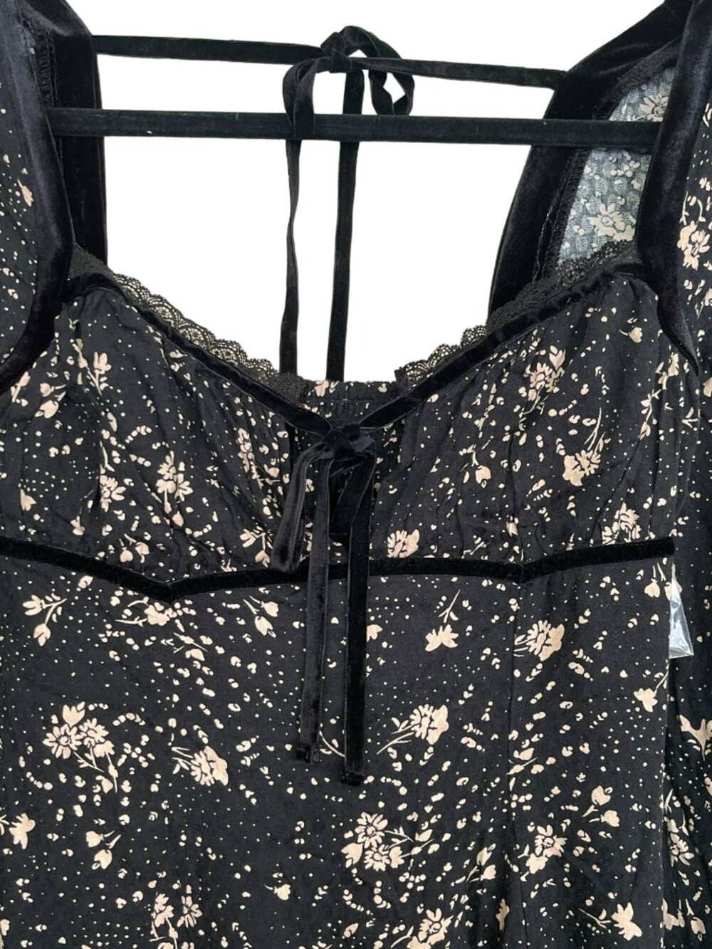Free People Black Floral Mini Dress Tess Long Sleeve XS NWT - Picture 5 of 9